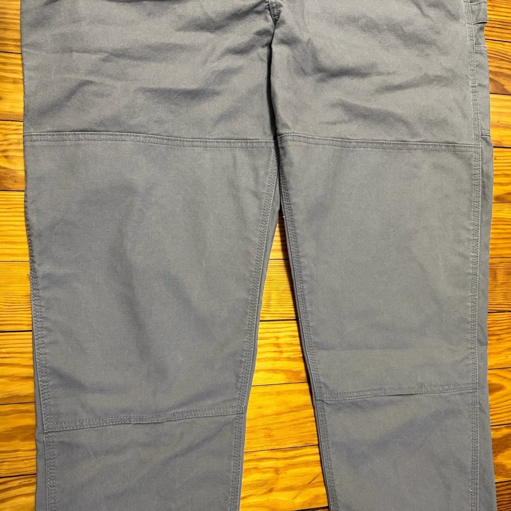 RW Rugged Wear XL Men's Double Knee Duck Canvas Bib Overall Gray Relaxed Fit - Picture 7 of 9